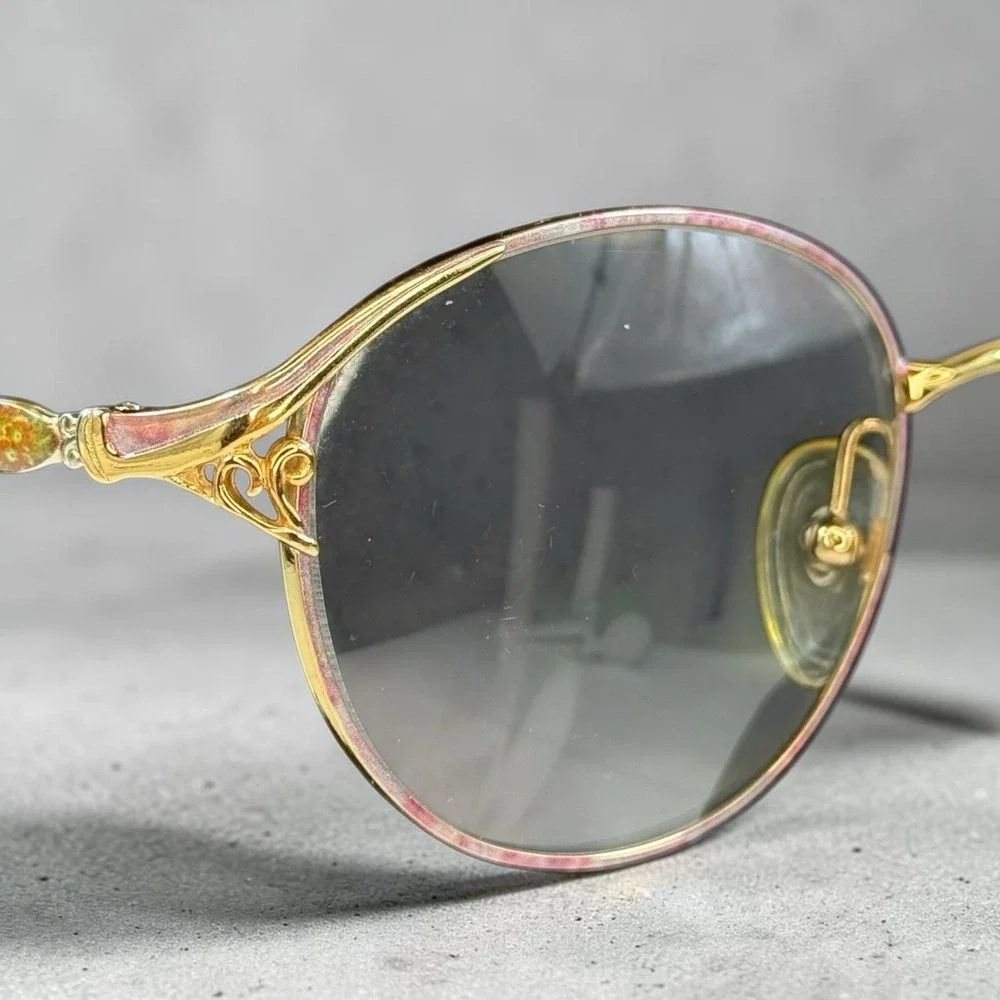 VTG Laura Ashley Brocade Wine Gold Pink Eyeglass FRAME ONLY Japan 52-17 140